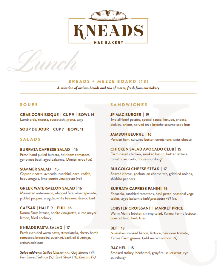 & Café Main Menu Kneads & Café