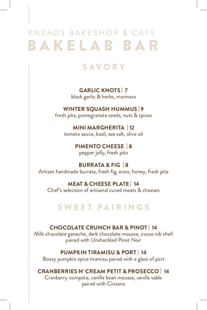 & Café Main Menu Kneads & Café