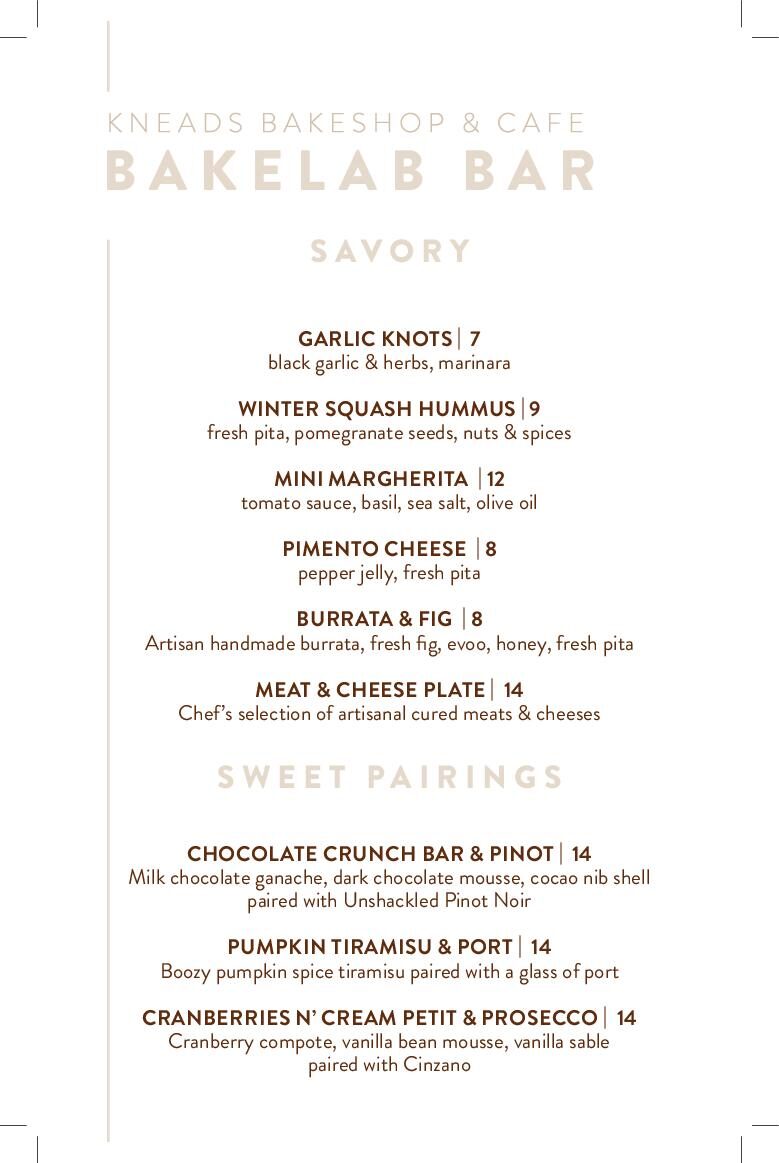 & Café Main Menu Kneads & Café