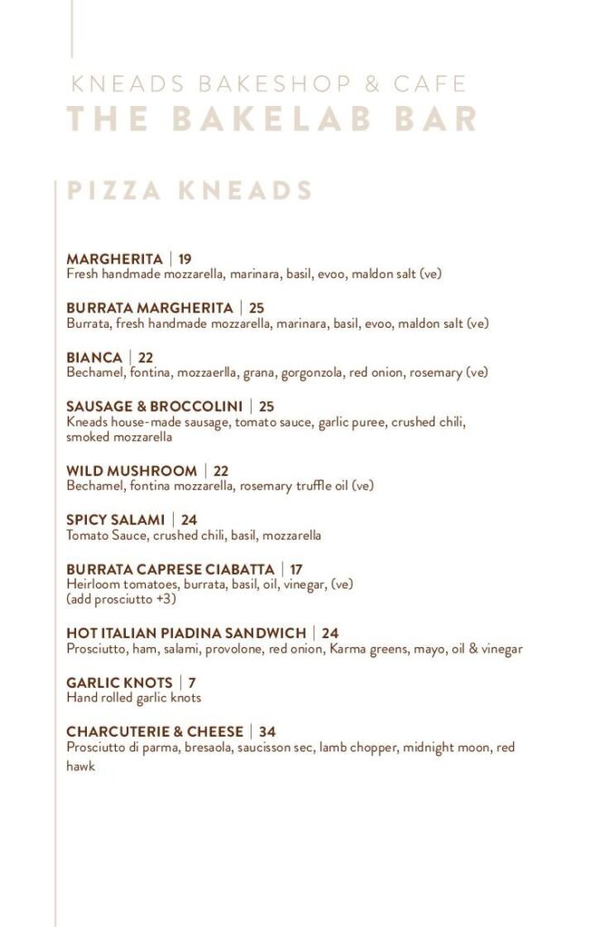 & Café Main Menu Kneads & Café